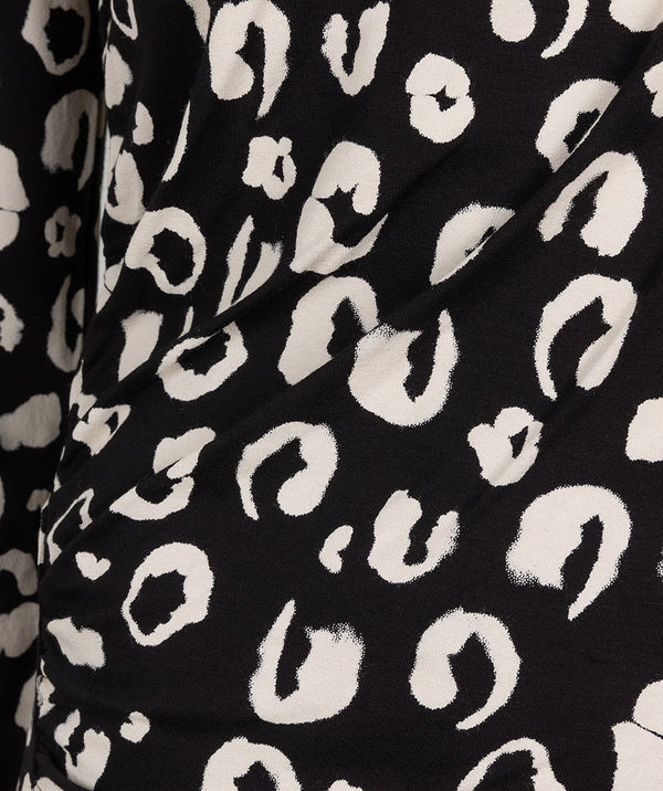 Esqualo Black and White Panther Print Stretch Turtleneck