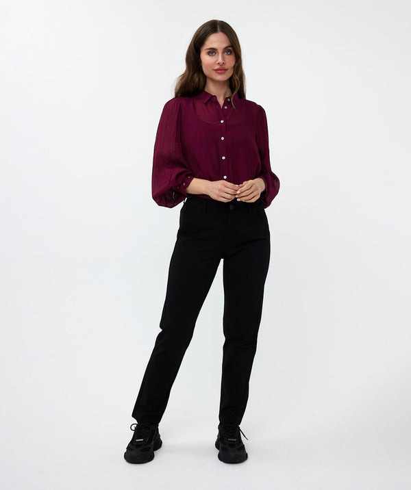 Solid Black Viscose Trouser