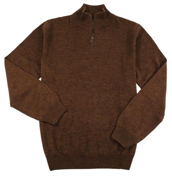 Viyella 1/4 Zip Baruffa Merino Wool Sweater with Leather Trim