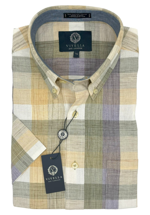 Viyella 100% Madras Cotton Cream Check Shirt