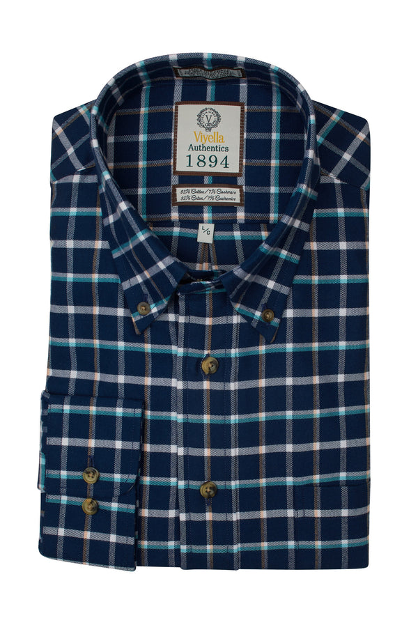 Viyella 1894 Classic Collection Cotton Cashmere Navy Check