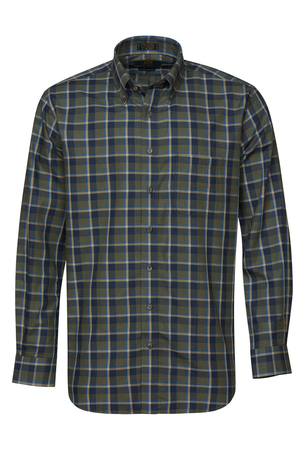 Chemise Viyella Forest Green avec bleu marine fabriquée au Canada