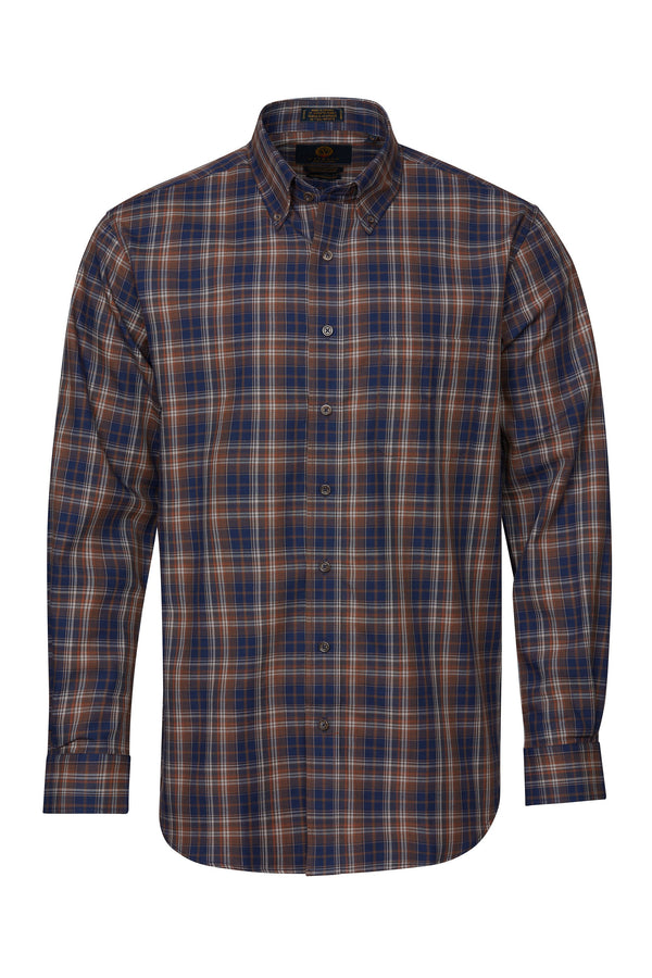 Viyella Brown and Blue Made in Canada Plaid Shirt