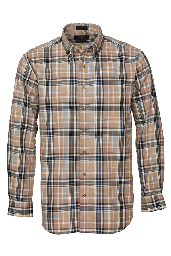 Viyella Mushroom Brown Plaid Made in Canada Shirt