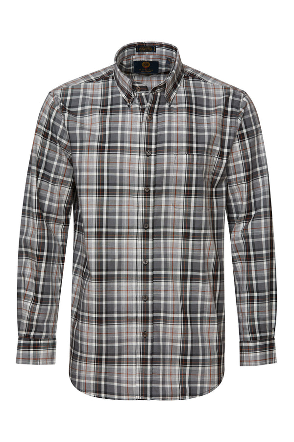 Viyella Heather Grey Plaid Made in Canada Shirt