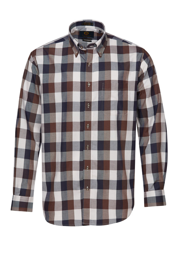 Viyella Charcoal, Brown, and Blue Made in Canada Shirt