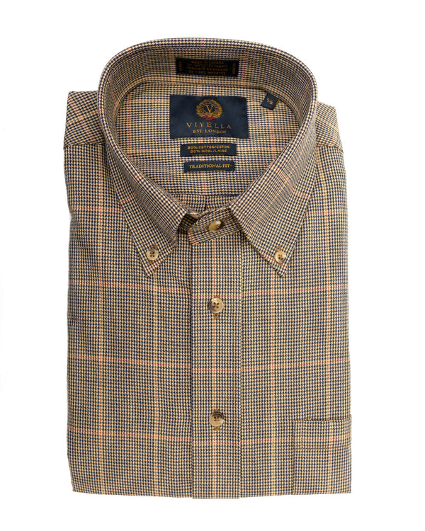 Viyella Beige Plaid Made in Canada Shirt