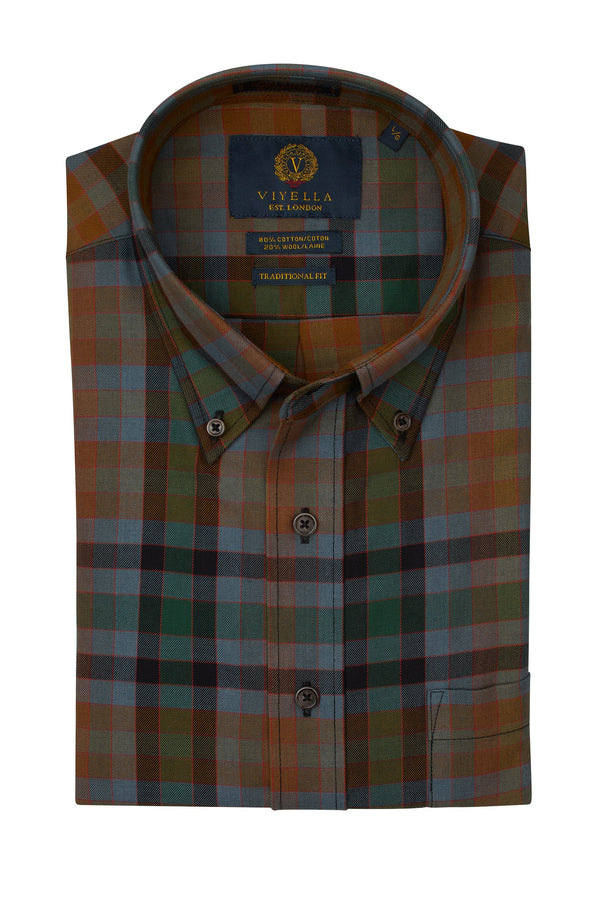 Viyella Made in Canada Rust Multi Shirt