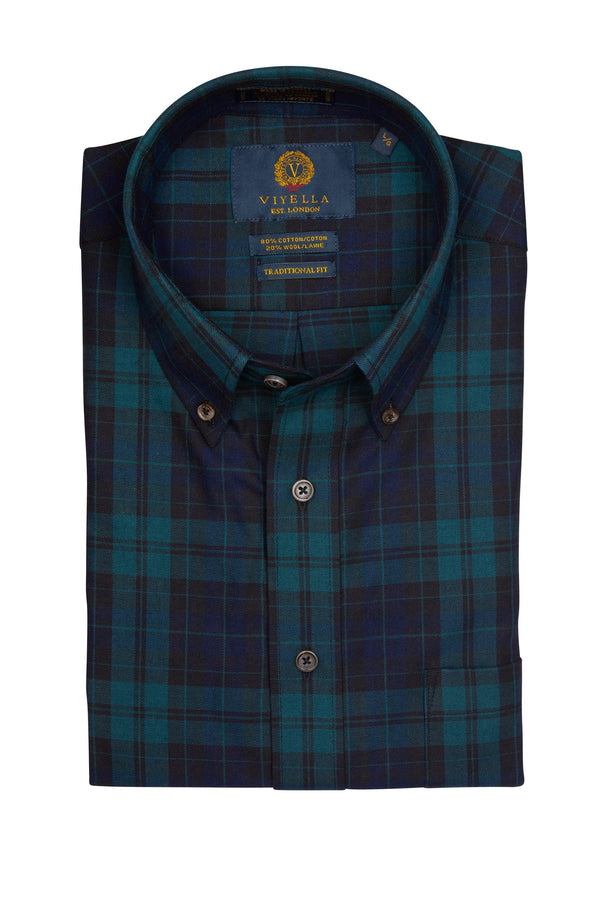 Viyella Navy and Teal Made in Canada Shirt