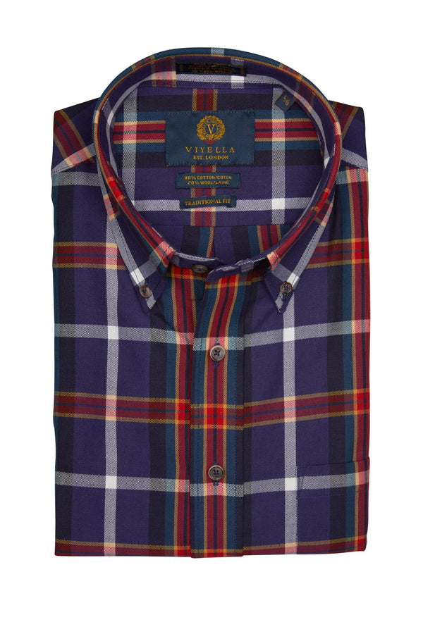 Viyella Navy Blue and Red Made in Canada Shirt