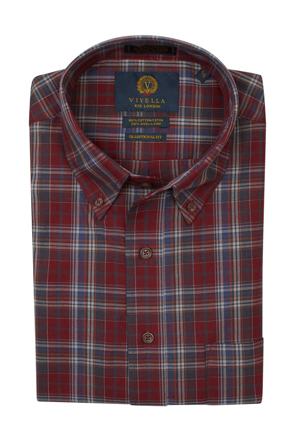 Viyella Red With Blue Plaid Made in Canada Shirt