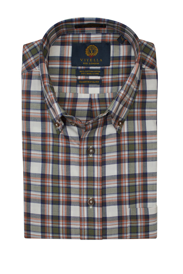 Viyella Sage Green and Blue Plaid Made in Canada Shirt