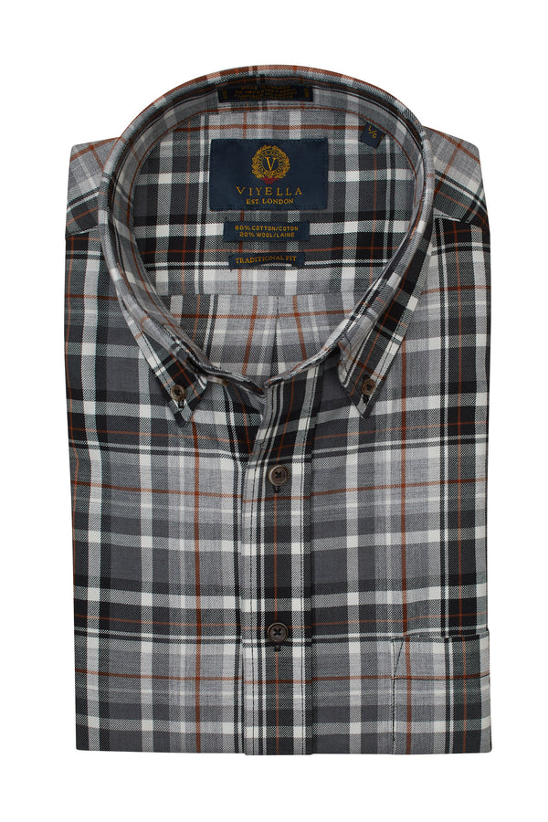 Viyella Heather Grey Plaid Made in Canada Shirt