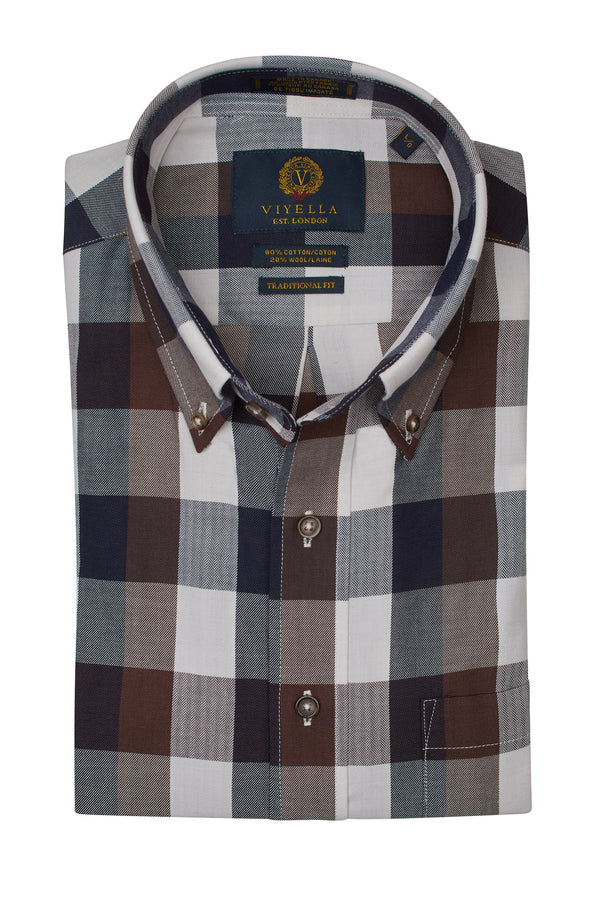 Viyella Charcoal, Brown, and Blue Made in Canada Shirt