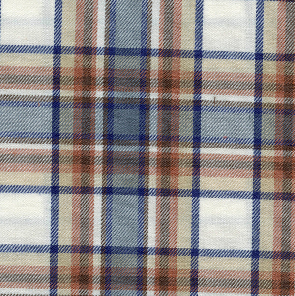 Viyella Cream and Blue plaid Made in Canada Shirt