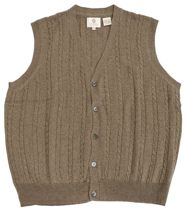 Viyella Cable Front Sleeveless Baruffa Merino Wool Cardigan Vest