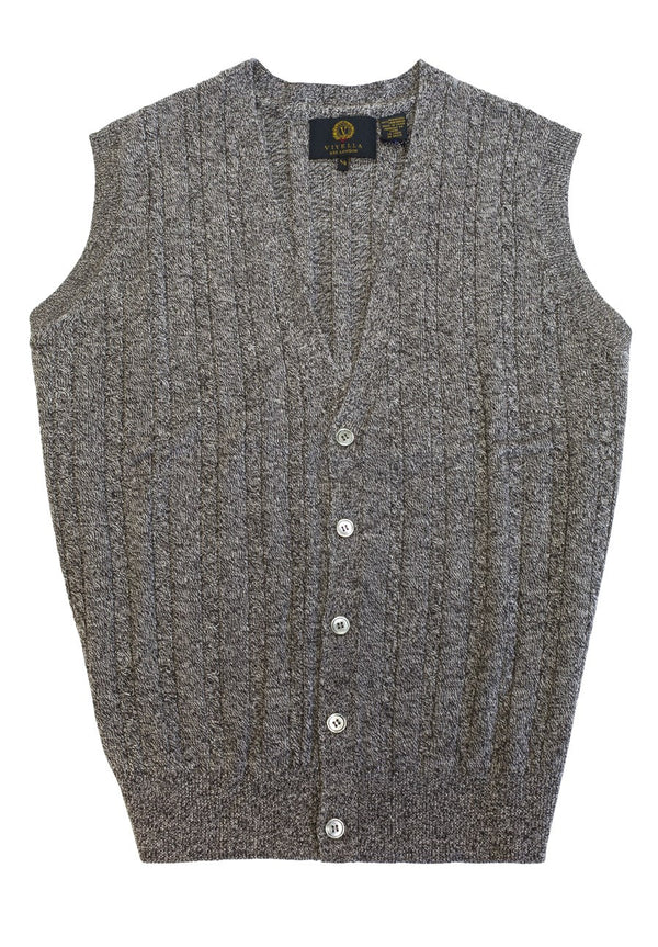 Viyella Cable Front Sleeveless Baruffa Merino Wool Cardigan Vest