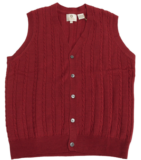 Viyella Cable Front Sleeveless Baruffa Merino Wool Cardigan Vest