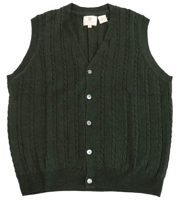 Viyella Cable Front Sleeveless Baruffa Merino Wool Cardigan Vest