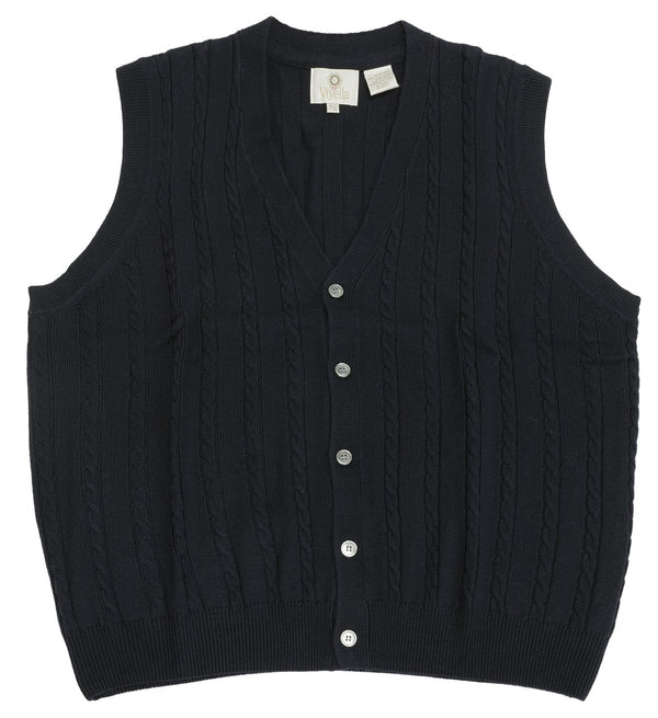 Viyella Cable Front Sleeveless Baruffa Merino Wool Cardigan Vest