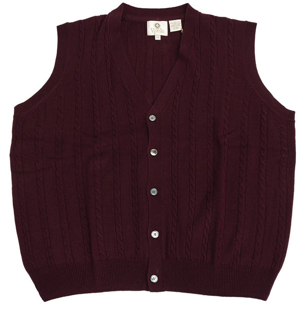 Viyella Cable Front Sleeveless Baruffa Merino Wool Cardigan Vest