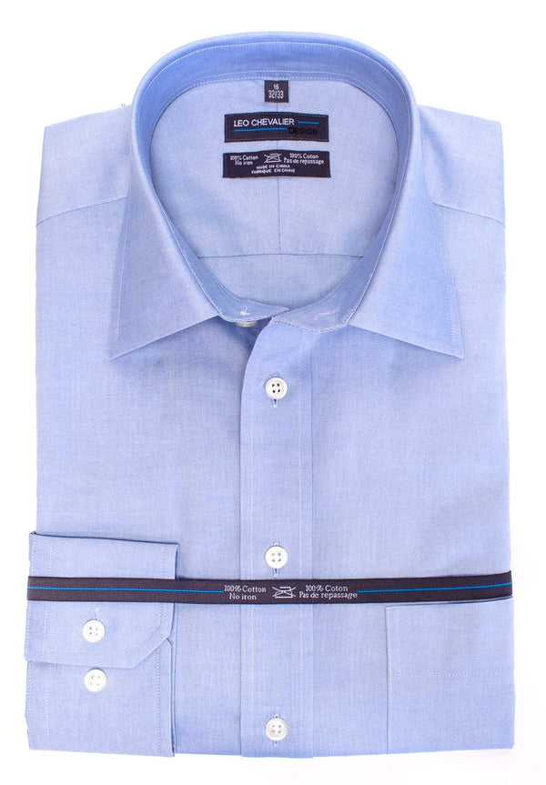 Leo Chevalier 100% coton sans repassage Pinpoint Oxford chemise habillée coupe régulière longueur des manches 34/35 pouces